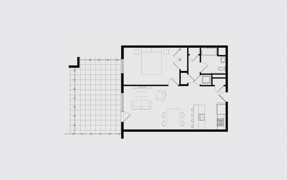 C.2 - 1 bedroom floorplan layout with 1 bath and 837 square feet.